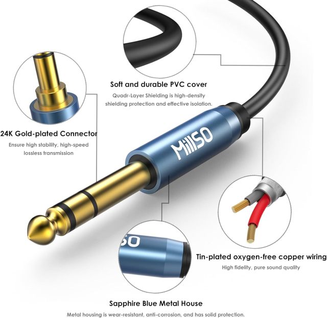 MillSO 1/4 to 3.5mm Headphone Adapter