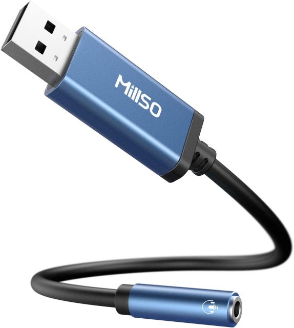 MillSO USB to 3.5mm Audio Jack Adapter