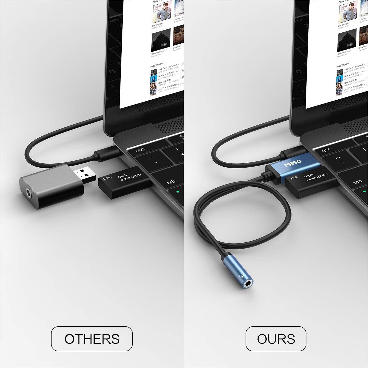 MillSO USB to 3.5mm Audio Jack Adapter