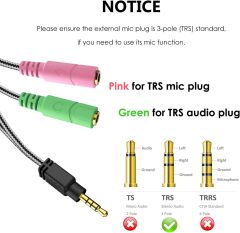 MillSO Headphone Mic Splitter, 3.5mm Headset Adapter
