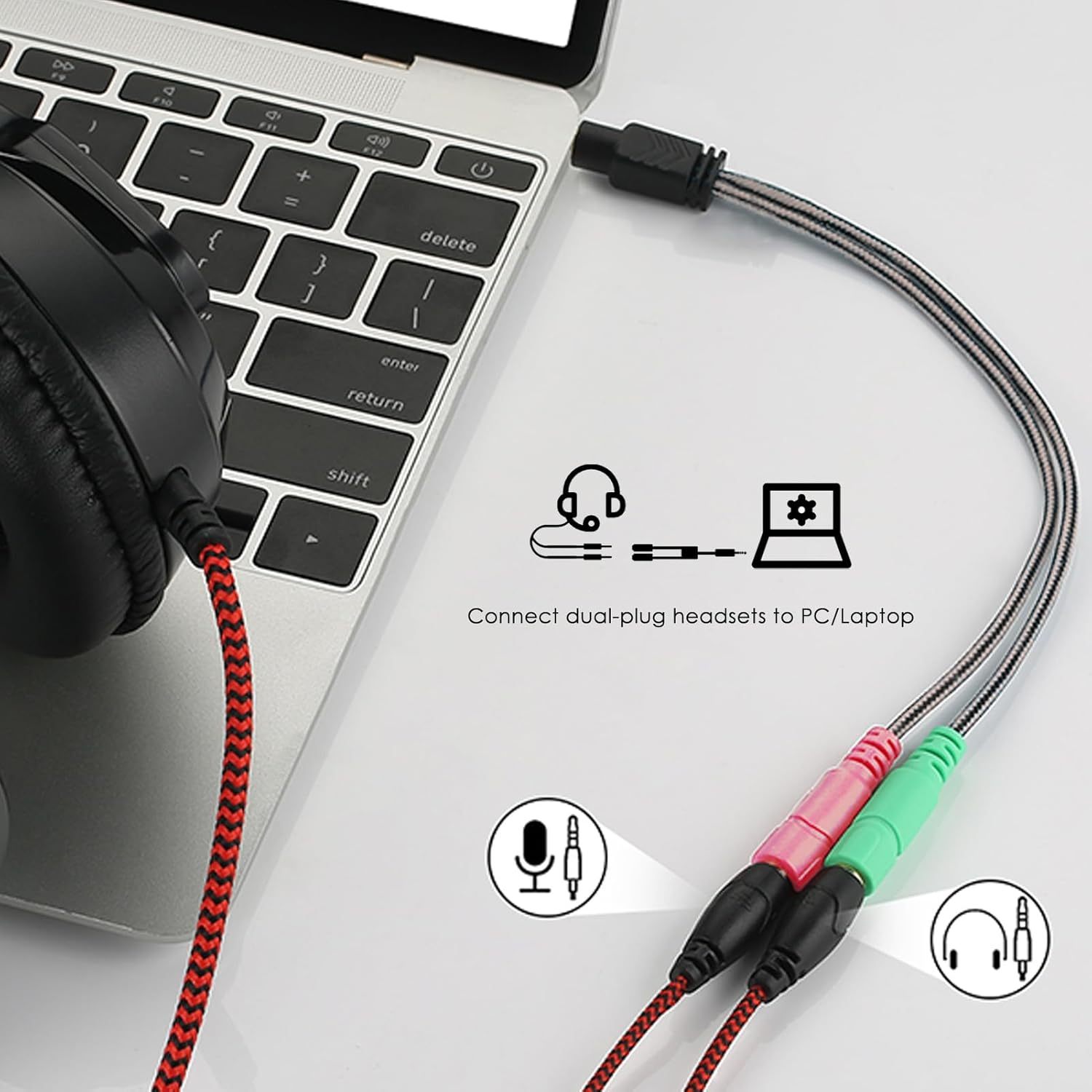 MillSO Headphone Mic Splitter, 3.5mm Headset Adapter