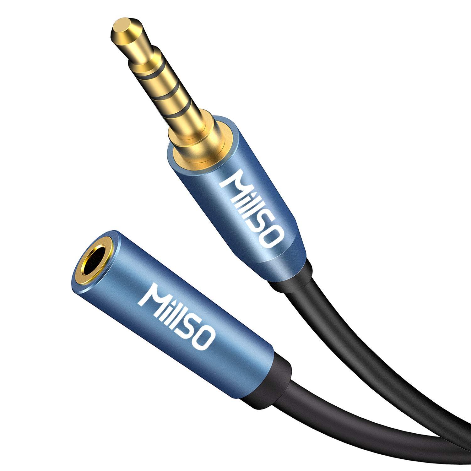 MillSO 3.5mm Headphone Extension Cable (6.6 Feet) TRRS 3.5mm Male to Female Stereo Audio Jack Extension Adapter