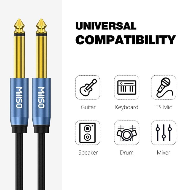 MillSO 1/4 Instrument Cable TS Electric Guitar Cable