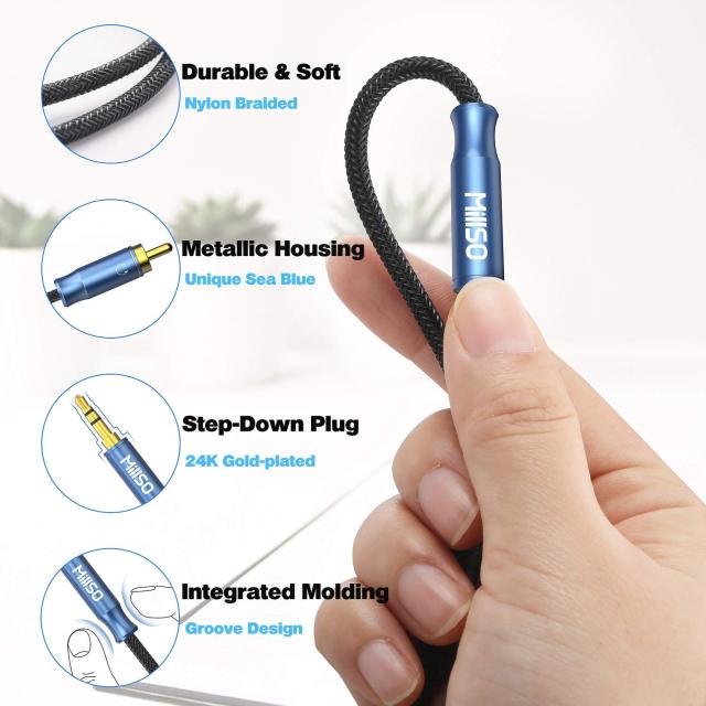 MillSO 3.5mm to RCA (8 Feet) AUX Adapter