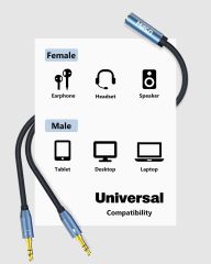 MillSO Headset Splitter, CTIA 3.5mm 2 Male to 1 Female Headphone Adapter