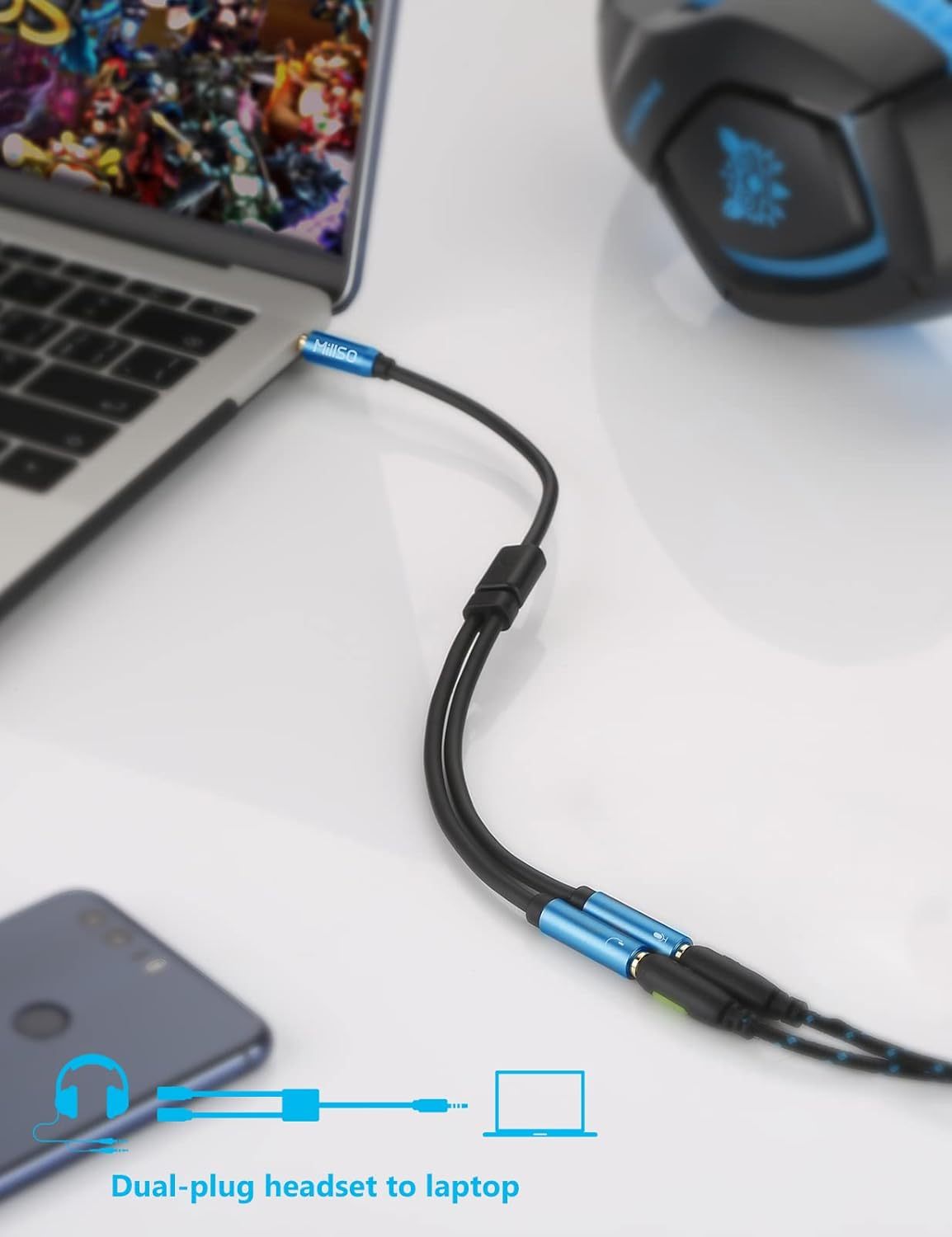 MillSO 3.5mm Headphone Splitter Adapter