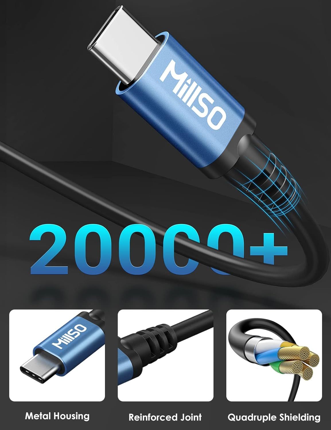 MillSO USB Type C to 3.5mm Female Headphone Jack Adapter