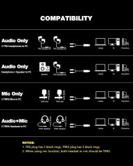 MillSO USB to Dual 3.5mm Audio Jack Adapter