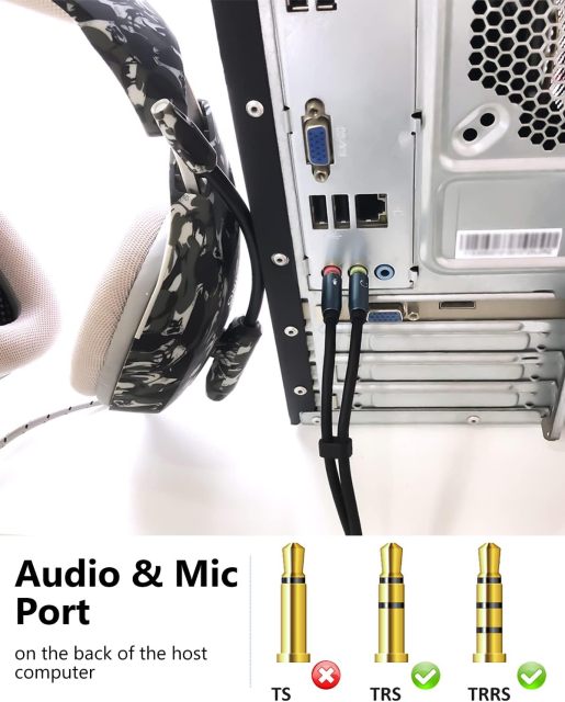 MillSO Headset Splitter, CTIA 3.5mm 2 Male to 1 Female Headphone Adapter