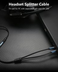 MillSO Headset Splitter, CTIA 3.5mm 2 Male to 1 Female Headphone Adapter