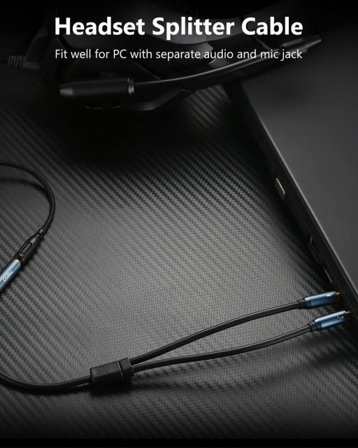 MillSO Headset Splitter, CTIA 3.5mm 2 Male to 1 Female Headphone Adapter