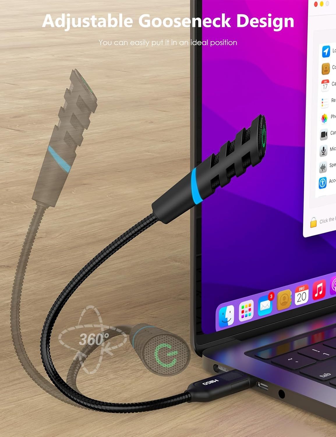 MillSO Portable Gooseneck USB Microphone