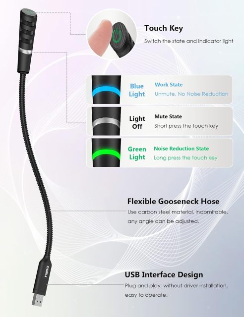 MillSO Portable Gooseneck USB Microphone
