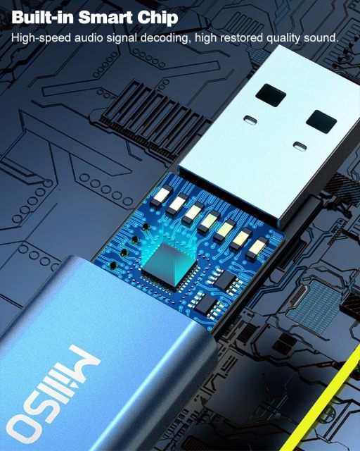 MillSO USB to Dual 3.5mm Audio Jack Adapter