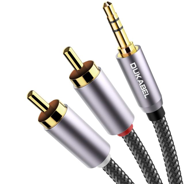 DUKABEL 2-Male RCA to AUX Braided Stereo Cable