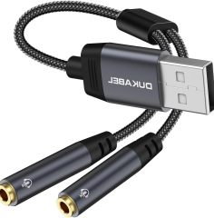 DUKABEL USB Audio Splitter, USB to 3.5mm Audio Jack Adapter