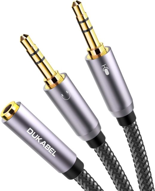 Headset Splitter Cable, Gold-Plated & Strong Braided Y Splitter Audio Cable