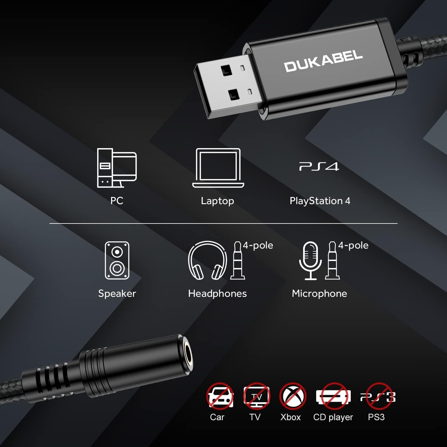 DUKABEL USB Headphone Adapter