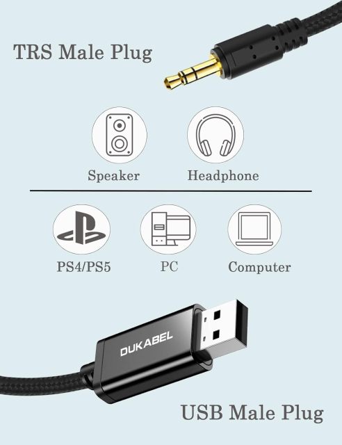 DUKABEL USB to 3.5mm Aux Cable