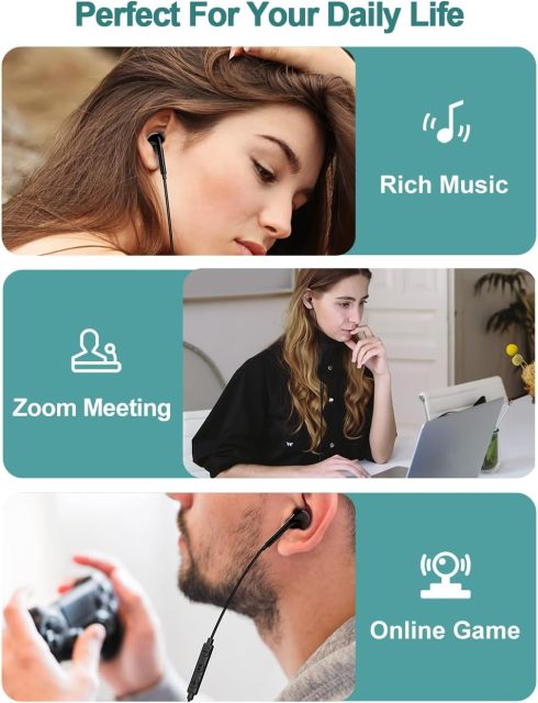 DUKABEL USB Wired Earbuds, USB Headphone with Mic for PC/ PS4/ PS5, 6FT in-Ear Stereo Earphones Headsets with Volume Control for Office Live Broadcast Gaming