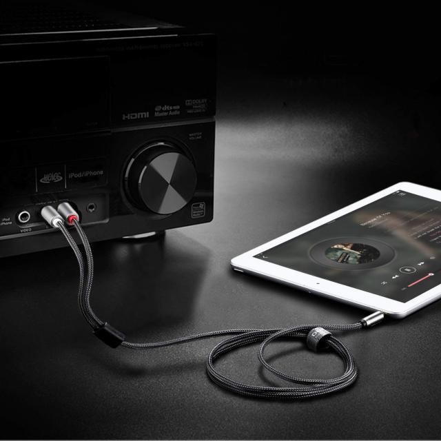 DUKABEL 2-Male RCA to AUX Braided Stereo Cable