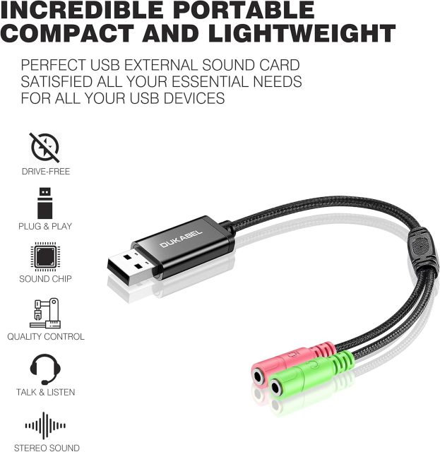 DuKabel USB to 3.5mm Jack TRS AUX Adapter