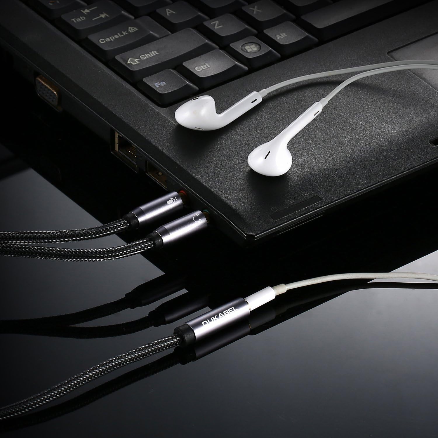 Headset Splitter Cable, Gold-Plated & Strong Braided Y Splitter Audio Cable