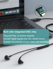 DUKABEL USB Wired Earbuds, USB Headphone with Mic for PC/ PS4/ PS5, 6FT in-Ear Stereo Earphones Headsets with Volume Control for Office Live Broadcast Gaming