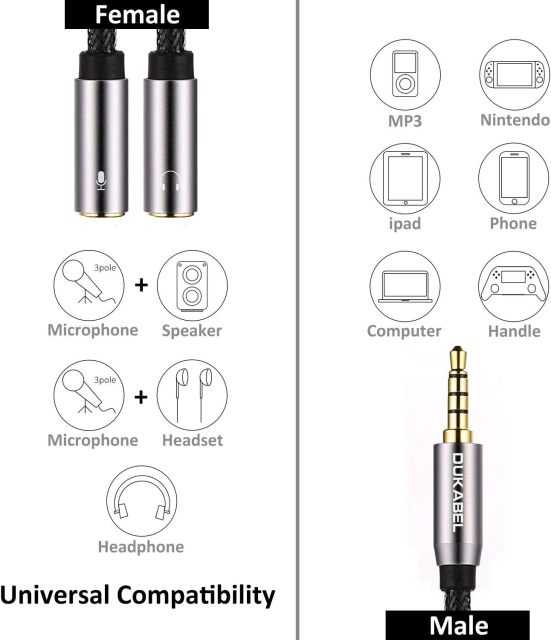 DUKABEL Headsets Splitter Adapter