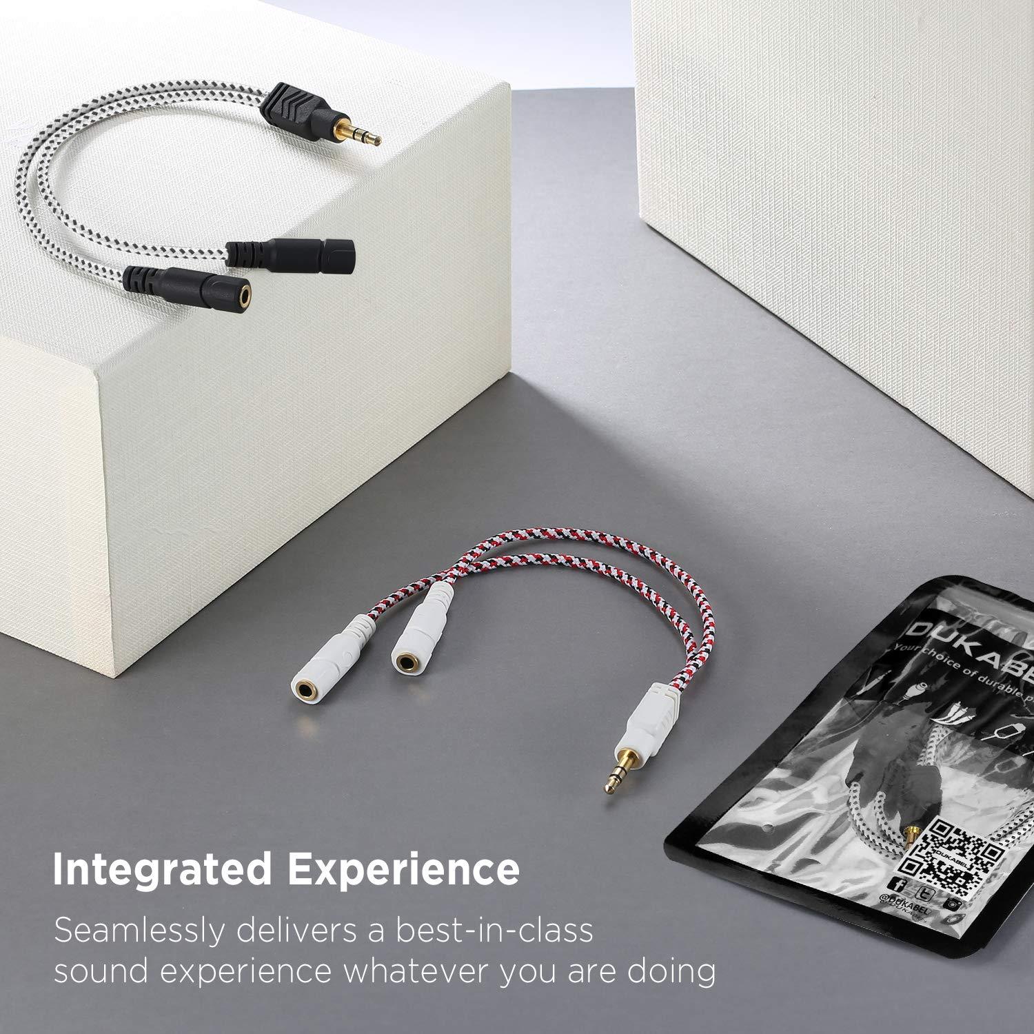 DUKABEL Headphone Splitter, Knitted 3.5mm Audio Splitter TRS