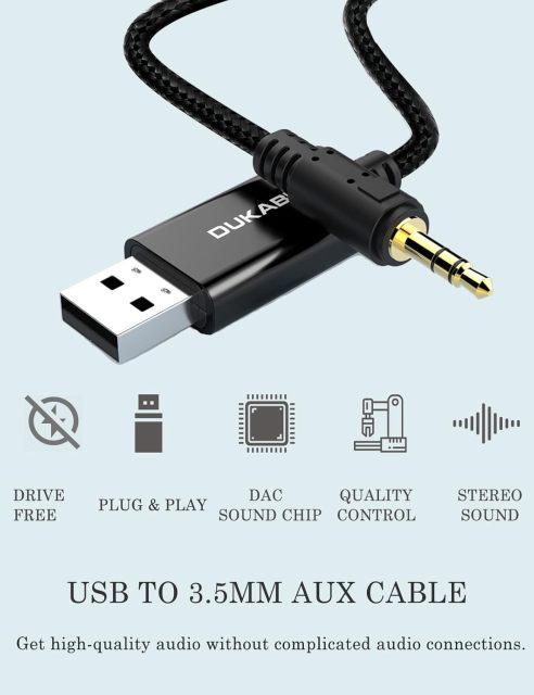 DUKABEL USB to 3.5mm Aux Cable