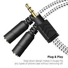 DUKABEL Headphone Splitter, Knitted 3.5mm Audio Splitter TRS