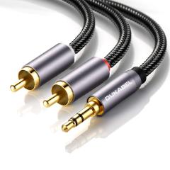 DUKABEL 2-Male RCA to AUX Braided Stereo Cable