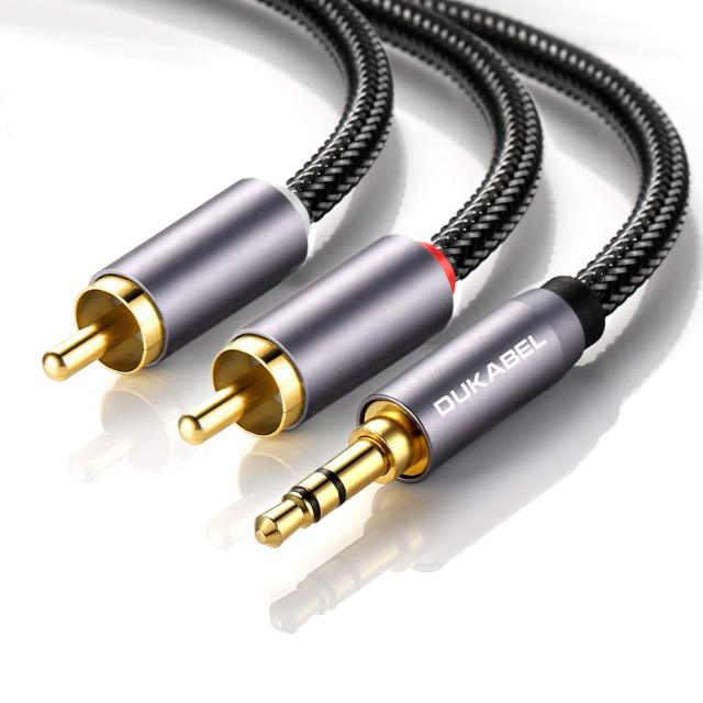 DUKABEL 2-Male RCA to AUX Braided Stereo Cable