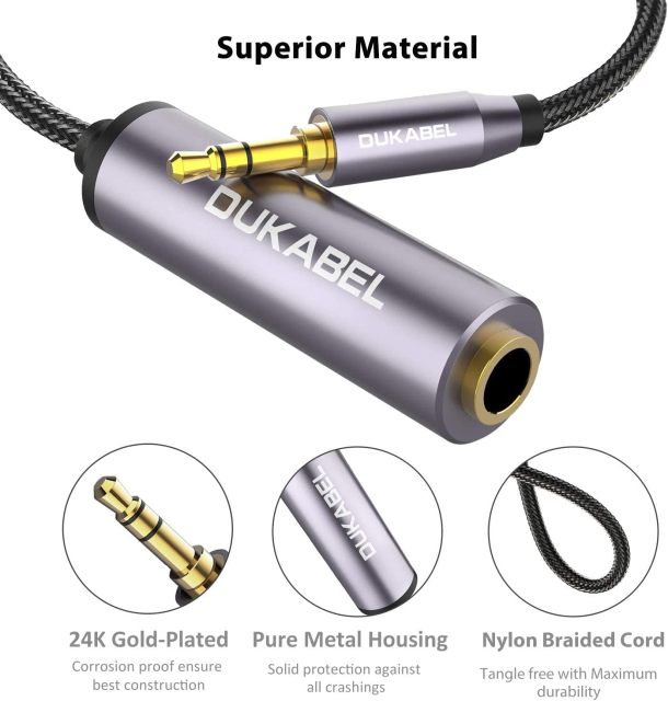 DUKABEL 1/4 Inch Female to 3.5mm Male Headphone Adapter