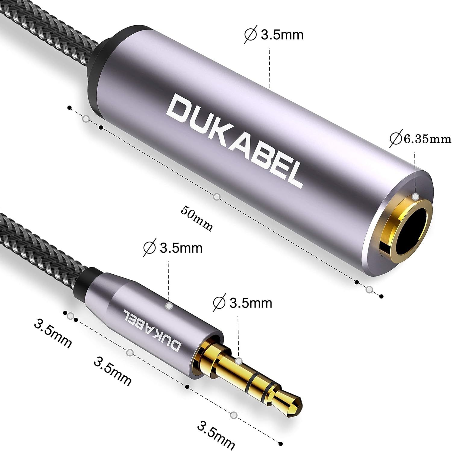 DUKABEL 1/4 Inch Female to 3.5mm Male Headphone Adapter