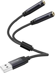 DUKABEL USB Audio Splitter, USB to 3.5mm Audio Jack Adapter