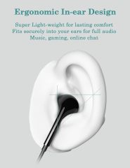 DUKABEL USB Wired Earbuds, USB Headphone with Mic for PC/ PS4/ PS5, 6FT in-Ear Stereo Earphones Headsets with Volume Control for Office Live Broadcast Gaming