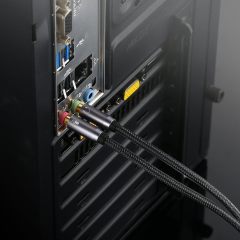 Headset Splitter Cable, Gold-Plated & Strong Braided Y Splitter Audio Cable