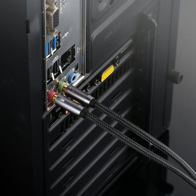 Headset Splitter Cable, Gold-Plated & Strong Braided Y Splitter Audio Cable