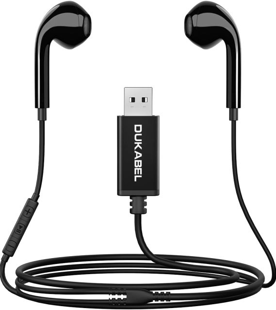 DUKABEL USB Wired Earbuds, USB Headphone with Mic for PC/ PS4/ PS5, 6FT in-Ear Stereo Earphones Headsets with Volume Control for Office Live Broadcast Gaming