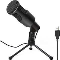 LOKUKA PC USB Microphone, Podcast Condenser Mic with Foldable Tripod Mute Switch for Streaming, Gaming