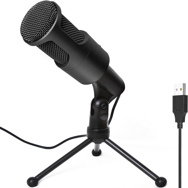 LOKUKA PC USB Microphone, Podcast Condenser Mic with Foldable Tripod Mute Switch for Streaming, Gaming