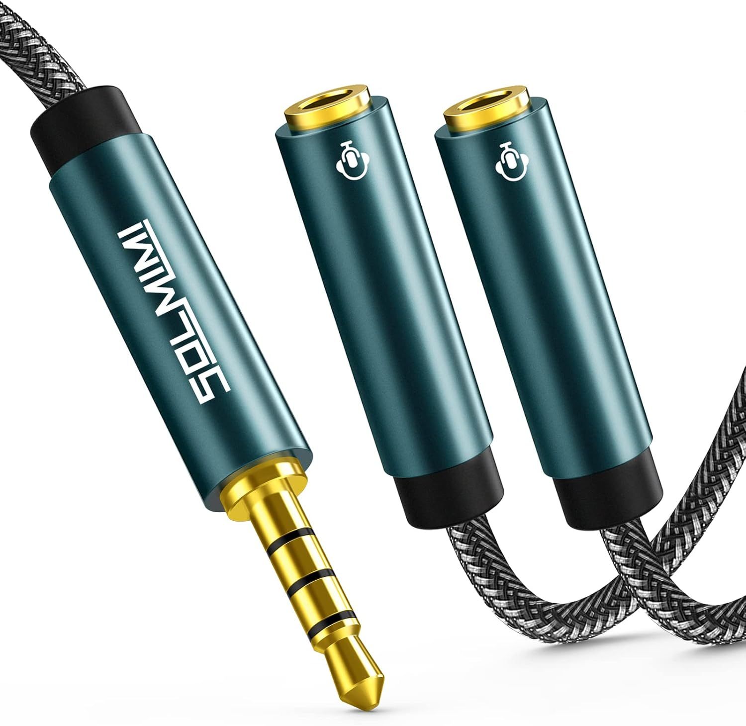 SOLMIMI Headphone Splitter (4 Feet) 3.5mm TRRS Male to Two TRRS Female Adapter