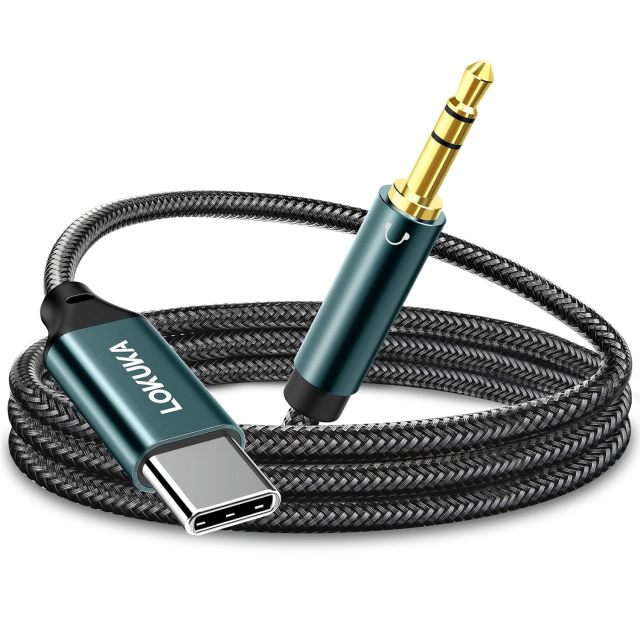 LOKUKA USB C to 3.5mm Audio AUX Jack Cable (3.3 FT), Type C to TRS 3.5mm Male Headphone Adapter