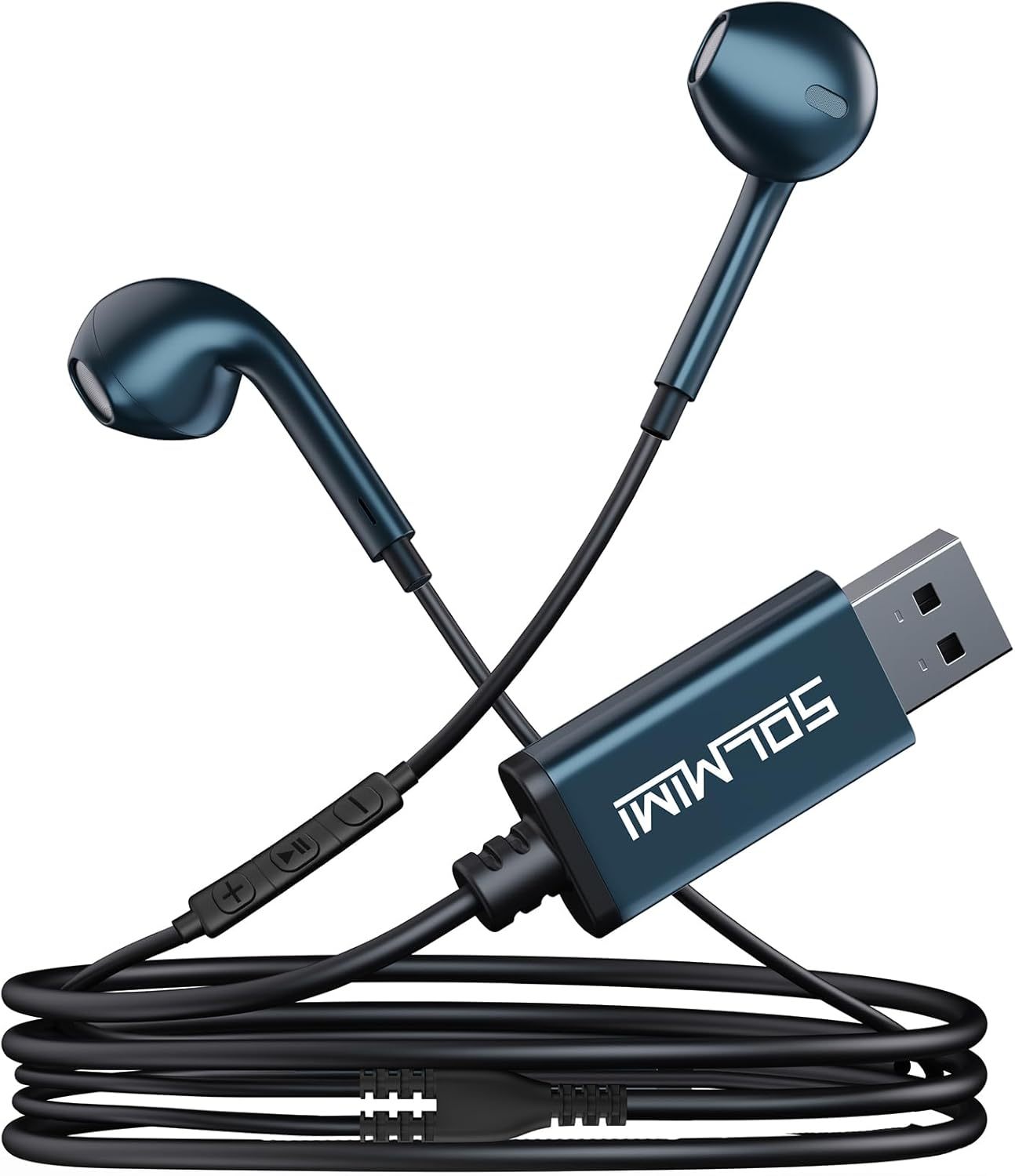 SOLMIMI USB Earbuds with Microphone for PC Laptop