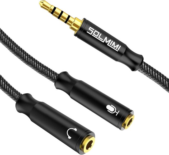 SOLMIMI Headphone Mic Splitter, 3.5mm TRRS