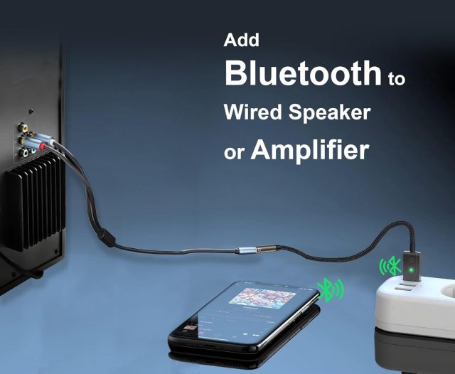 LOKUKA Bluetooth 5.3 to Aux Adapter for Car or Amp, USB to 3.5mm Female Bluetooth Receiver