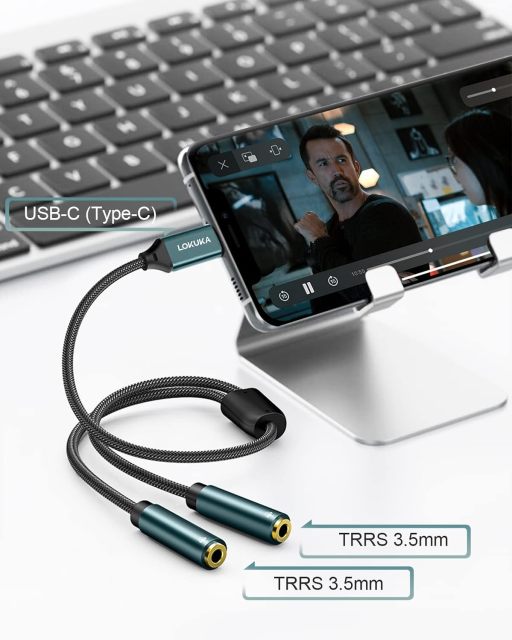 LOKUKA USB C to Dual 3.5mm Female Headphone Splitter