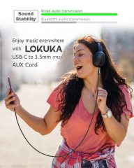 LOKUKA USB C to 3.5mm Audio AUX Jack Cable (3.3 FT), Type C to TRS 3.5mm Male Headphone Adapter